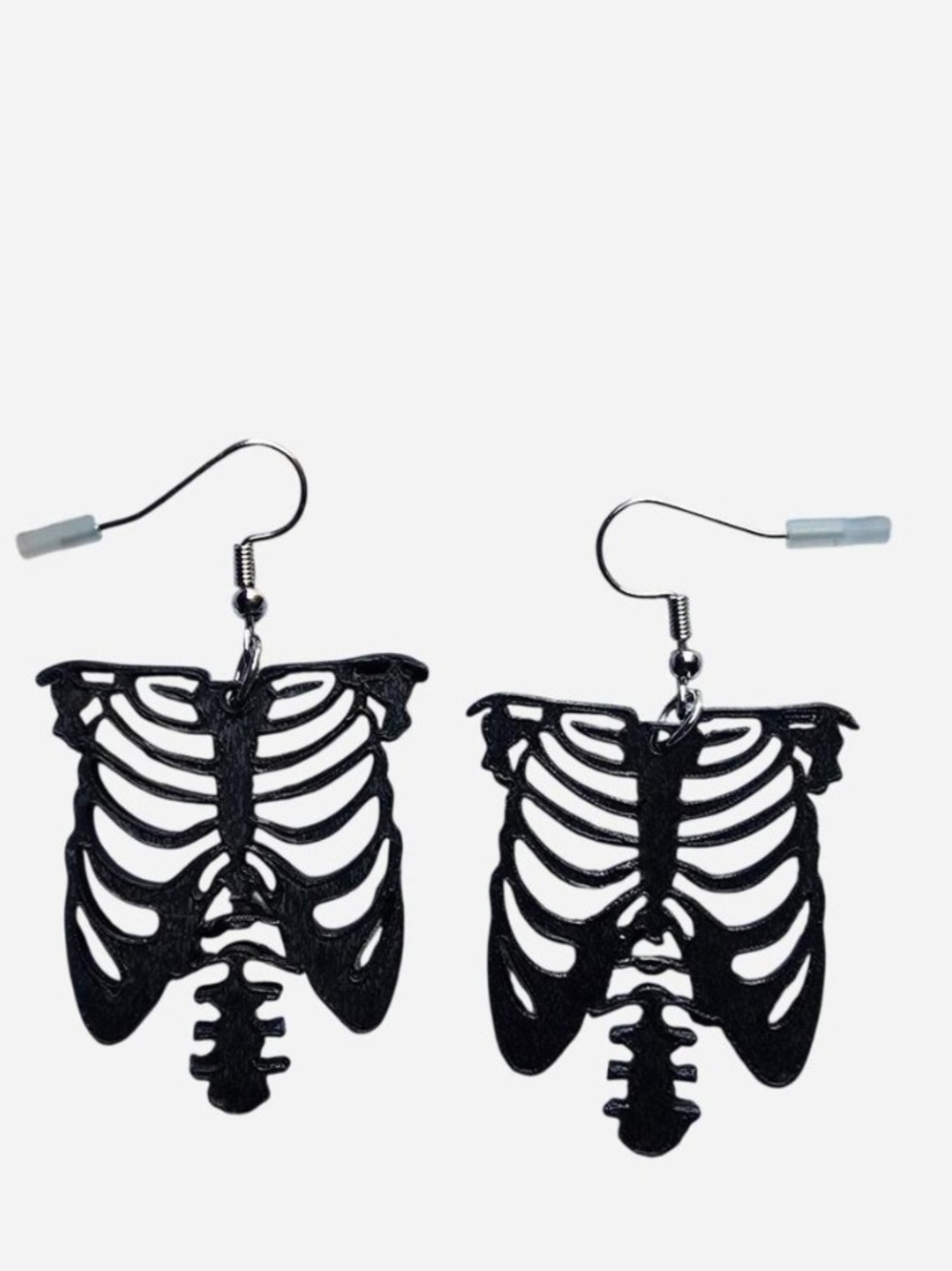 Black Skeleton Rib Cage Dangle Earrings - Women Jewelry